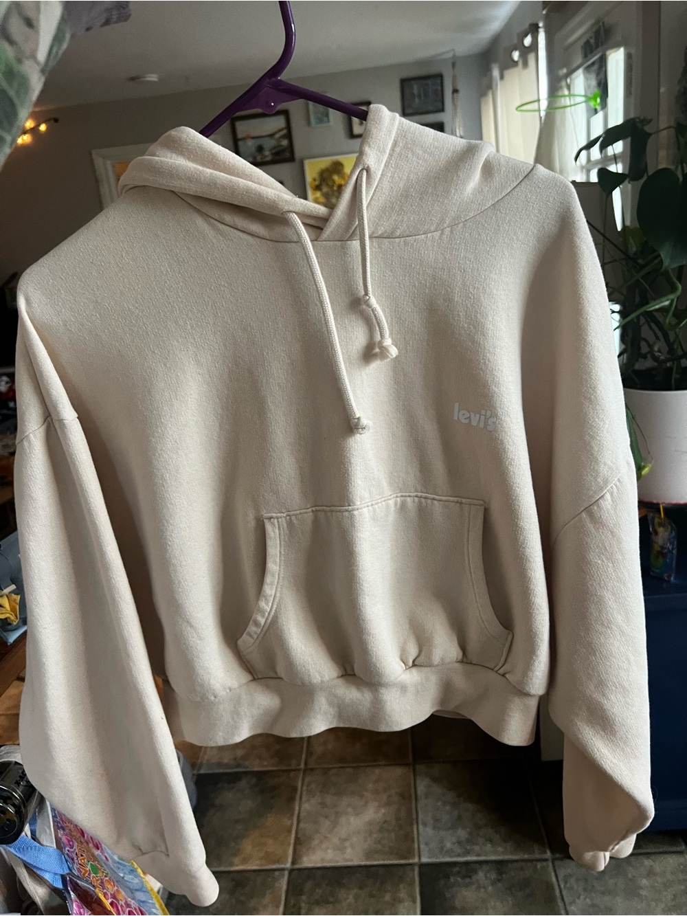 Levi's Beige Drawstring Hoodie